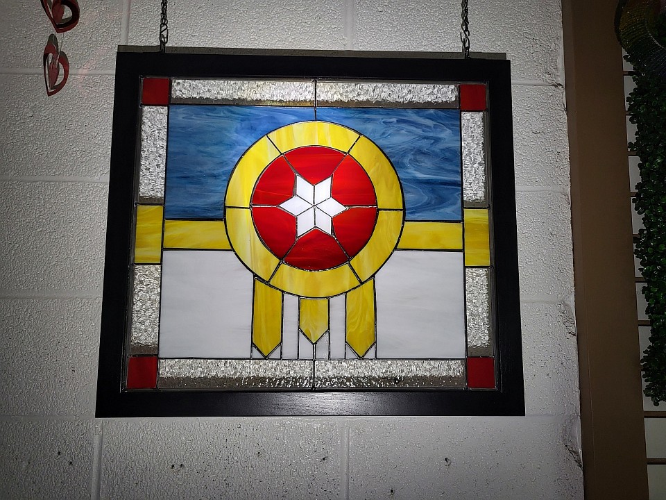 Stained Glass Tulsa Flag by Agitsi Glass