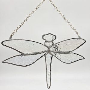 Clear Irridescent Glass Dragonfly Suncatcher