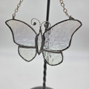 Clear Irridescent textured stained glass butterfly