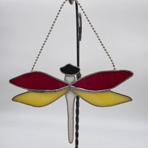 Dragonfly - Red and yellow Stained Glass <br><p style="font-family: 'Piazzolla', serif; font-size: 16px; color: red;">Made to Order</p></br>