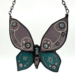 Purple and Teal Stained Glass Butterfly